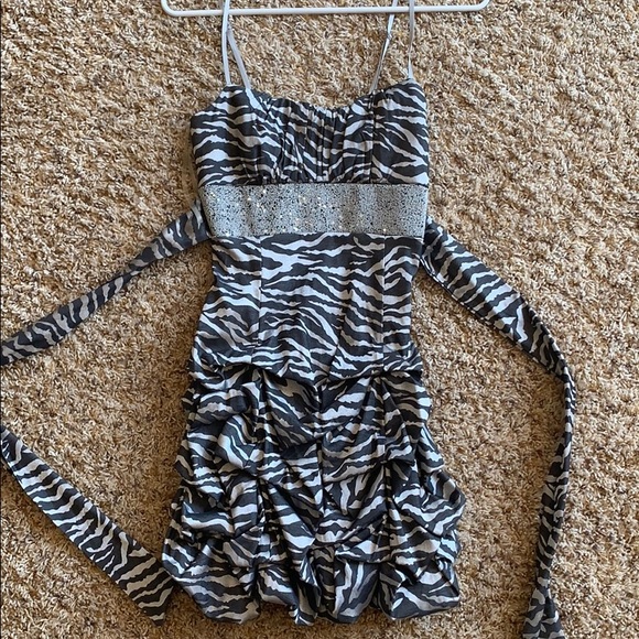 Zebra Print Ruffle Dress - Picture 2 of 6